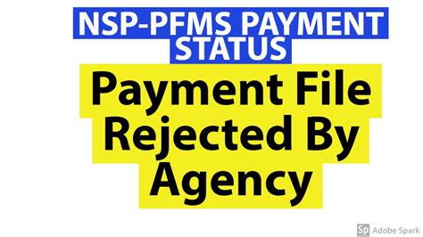 Payment File Rejected By Agency Nsp Pfms Payment Status Under