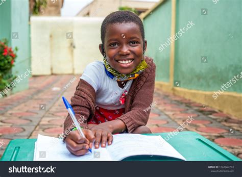 Closeup Shot African School Girl Smiling Stock Photo 1767664763