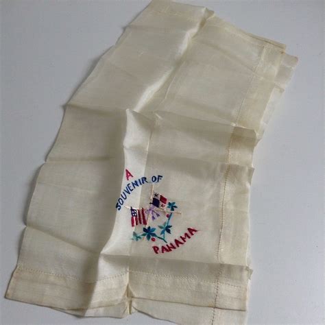 Panama Canal Souvenir Silk Handkerchief Canal Zone Stamped Envelope