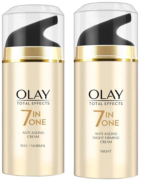 Olay Day Cream Total Effects 7 In 1 Anti Ageing Moisturiser 20g And Olay Night Cream Total