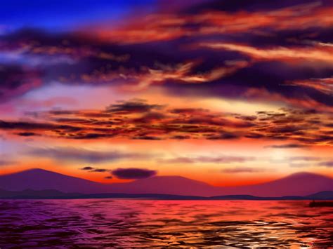 Sunset Sky In Ocean 2K wallpaper download