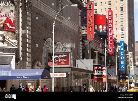 Broadway Theater Marquees W 45th Street Times Square Nyc Stock Photo