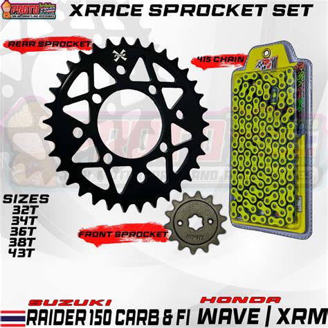 Sprocket Set Wave Xrm 34T 36T Xrace Sprocket Colored Chain