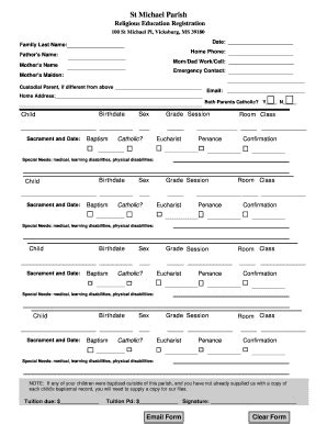 Fillable Online Stmichaelvicksburg PSR Registration Form ST Michael