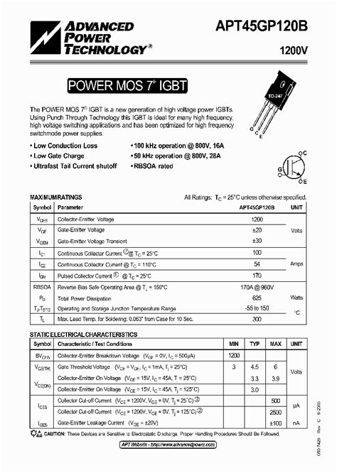 Apt45gp120b1169062pdf Datasheet Download Ic On Line