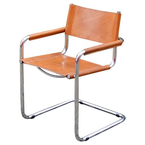 Vintage Italy Light Grey Leather Dining Chairs Armchairs Cantilever Set