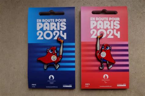 Duo Pins Jo Paris Jeux Olympiques Para Mascotte Torche Flamme