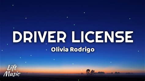 Olivia Rodrigo Driver License Lyrics YouTube