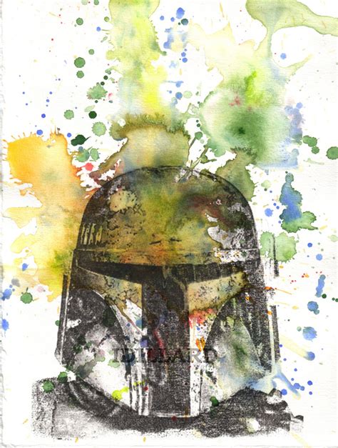 Boba Fett Star Wars Print Poster From Original Watercolor