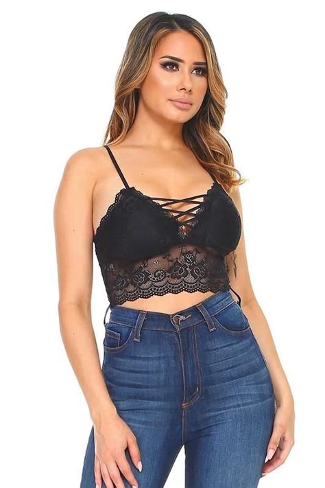 Pin By Steve Anthony On Mariah Longo Black Lace Crop Top