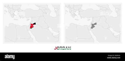 Two Versions Of The Map Of Jordan With The Flag Of Jordan And