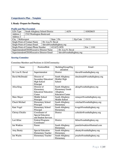 Comprehensive Plan Template Fill Online Printable Fillable Blank