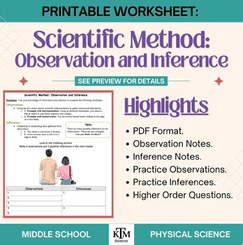 Scientific Method Observation And Inference Notes And Worksheet