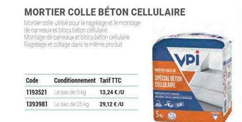 Promo Mortier Colle Béton Cellulaire chez SAMSE iCatalogue fr