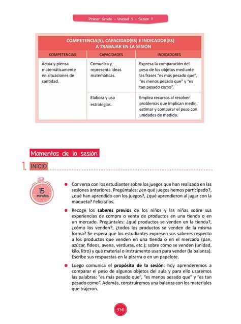 Sesión de Aprendizaje 11 de Unidad Didáctica 03 del Área de Matemática