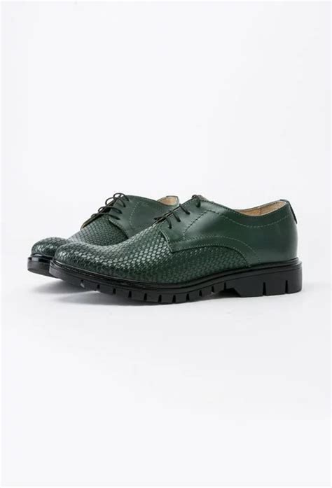 Pantofi Oxford De Dama Din Piele Naturala Verde Inchis Paula Dasha Ro