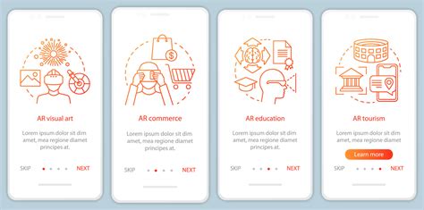 Ar Technology Onboarding Mobile App Page Screen With Concepts