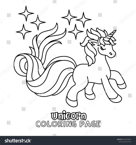 Cute Unicorn Outline Drawing Coloring Book Stock Vector Royalty Free