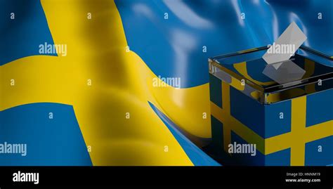 Glass Ballot Box On Sweden Flag Background 3d Illustration Stock Photo