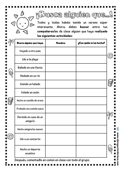 Actividad Para La Vuelta Al Cole Busca Alguien Que Fun Worksheets