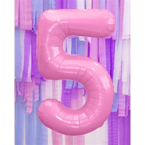 Number 5 Pastel Pink Foil Balloon 34 Party Delights