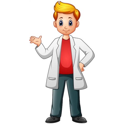 Premium Vector Cartoon Scientist Boy In Lab Coats