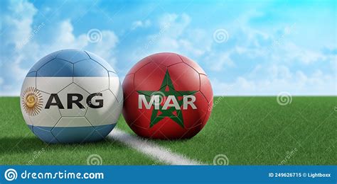 Argentina Vs Morocco Soccer Match Leather Balls In Argentina And