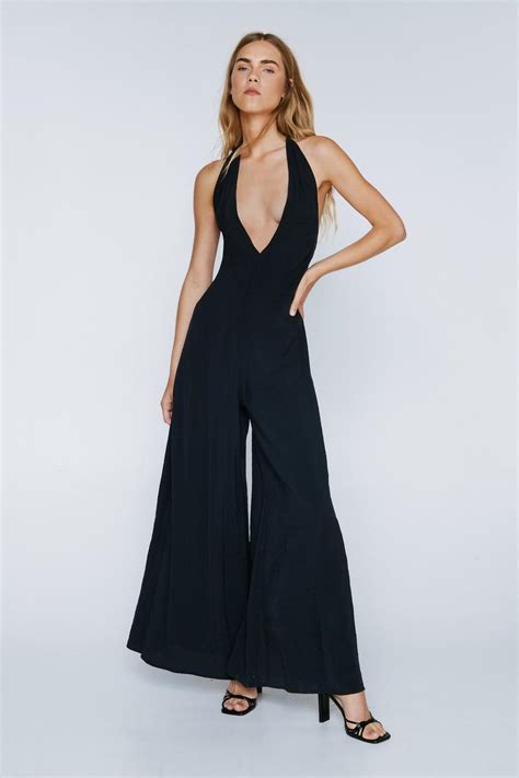 Premium Halter Neck Wide Leg Jumpsuit Nasty Gal