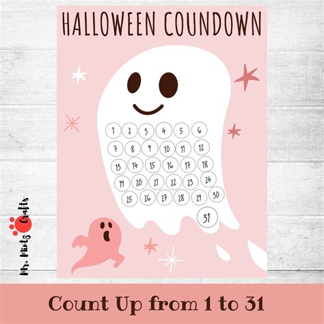 Printable Halloween Countdown Calendar For Kids Halloween Etsy