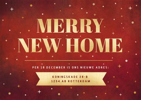 Verhuis Kerstkaart Merry New Home Rood Met Kaartje2go