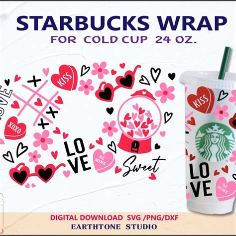 Valentine Cup Xoxo Love Sweet Heart Svg Full Wrap For Etsy