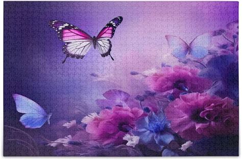 Wellsay Purple Flowers And Butterflies Wooden Jigsaw Puzzles