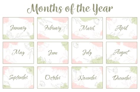 Months of the year free printable