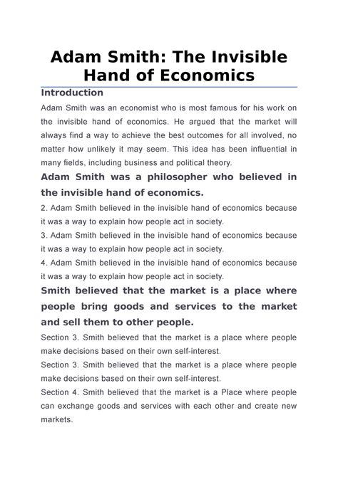 Adam Smith The Invisible Hand Of Economics Adam Smith The Invisible