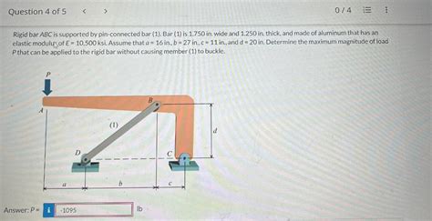 Solved Rigid Bar ABC Is Supported By Pin Connected Bar 1 Chegg