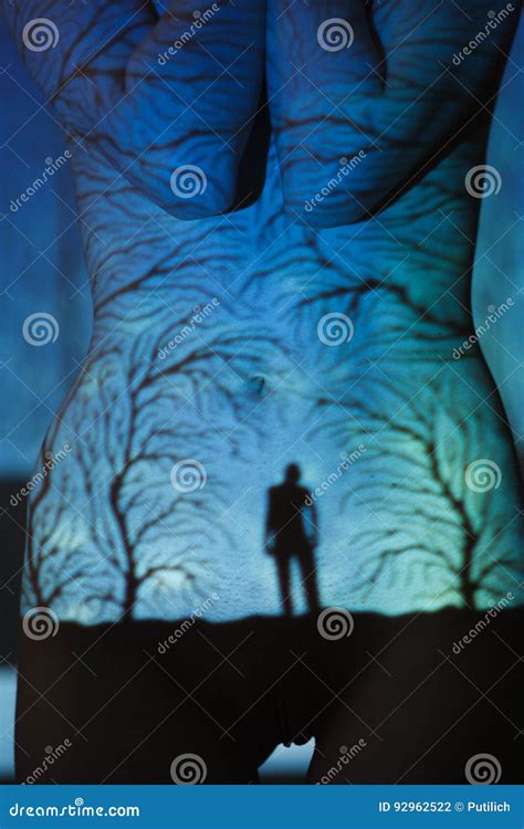 Fashion Art Studio Portrait Of Elegant Naked Lady With Shadow On Her Body Stock Photo Image Of