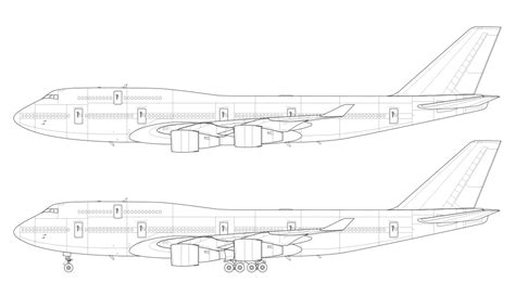 Boeing 747 400 Blank Illustration Templates With Pratt And Whitney And