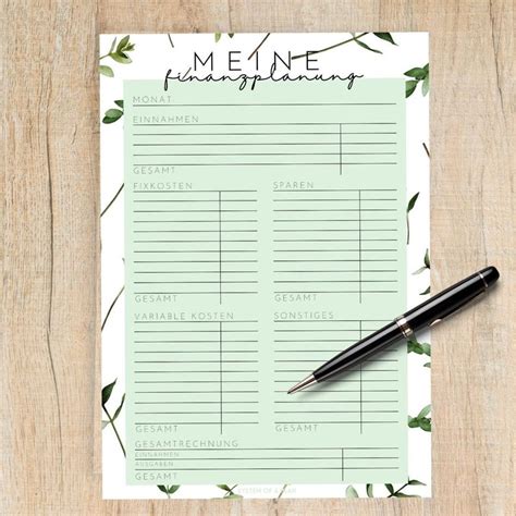 Finanzplan zum ausdrucken im Boho Stil - Etsy.de