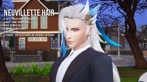 Neuvillette Hair Megukiru Sims 4 Anime Sims 4 Cas Sims Mods