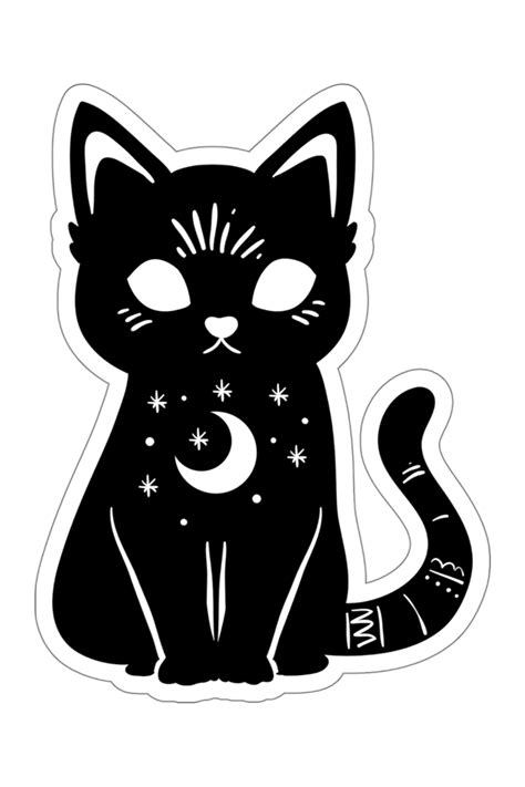 Cat Sticker Witch Sticker Witchy Cat Sticker Moon Cat Etsy Australia