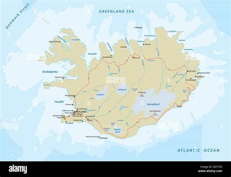 Map of iceland with cities hi-res stock photography and images - Alamy