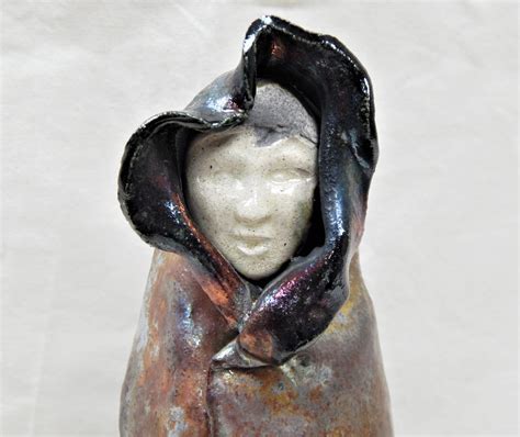 Raku Pottery Figural Man Sculpture 11 Tall Raku Figurine Japanese Style