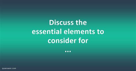 Discuss The Essential Elements To Consider For Successful Public