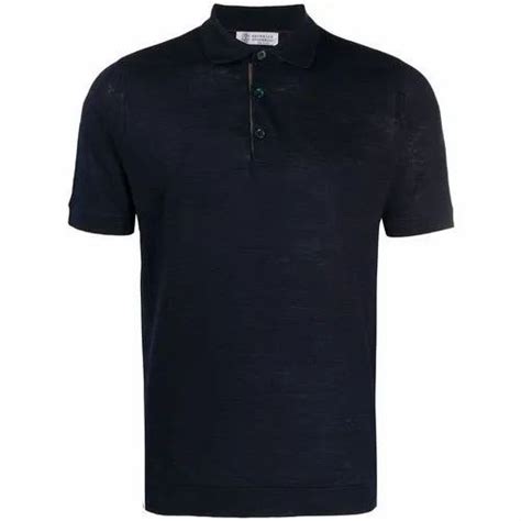 Plain Polo Neck Mens Black Cotton T Shirts Size S Xxl At Rs 350 In