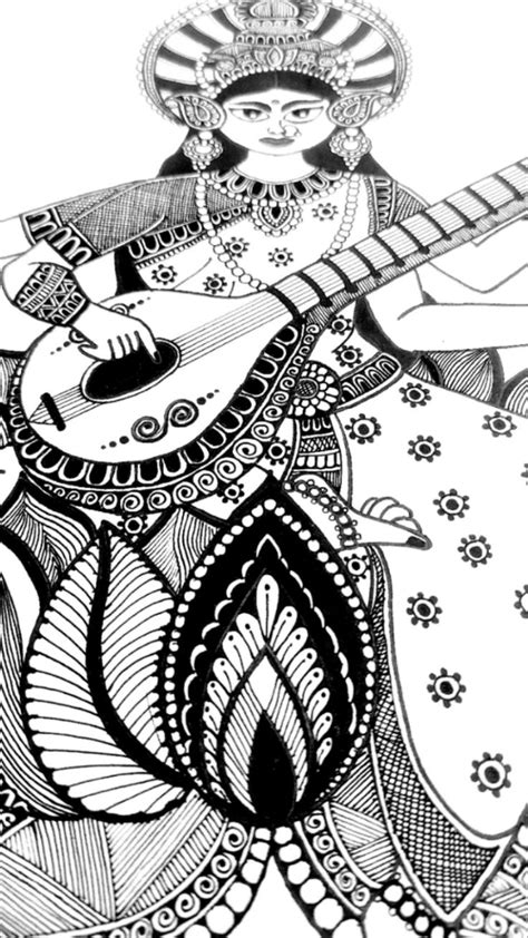 Maa Saraswati Mandala Art 🙂🙌 Pinterest Mandala Mandalaart Drawing