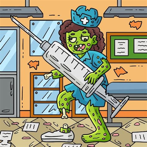 Premium Vector This Cartoon Clipart Shows A Zombie Nurse With A