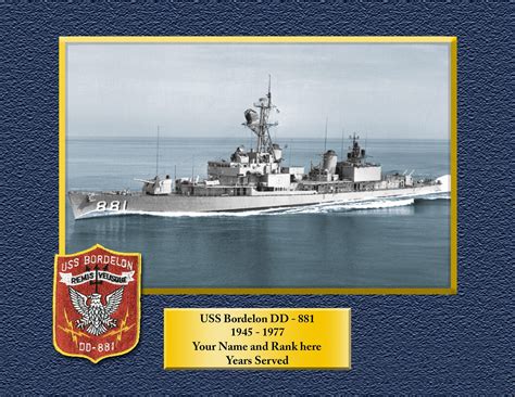 USS Fletcher DD-992 Custom Personalized 8.5 X 11 Print of US | Etsy