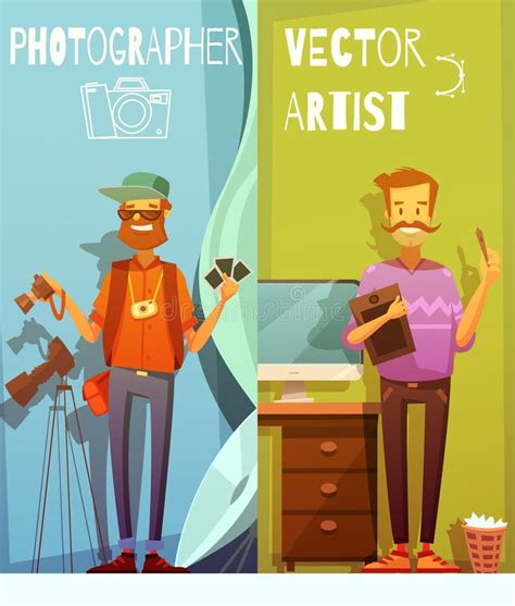 Cartoon Banners With Funny Light Bulbs Characters Stock Vector