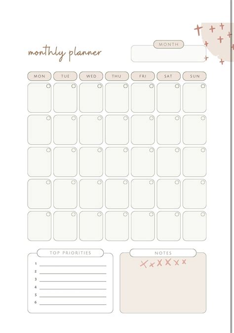 Monthly Planner Monthly Calendar Digital Download Pdf Blank - Etsy