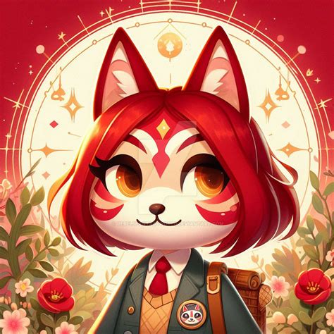 Red Animal Crossing Portrait Digital Illustration By Rebelsfantasyworld